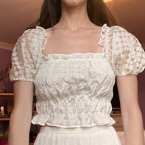 Princess Polly Puff-Sleeve Floral Crop Top